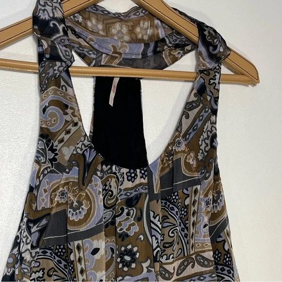 Free People Dark Combo Paisley Print Lightweight Swing Tank Top Sz Medium - Picture 6 of 6